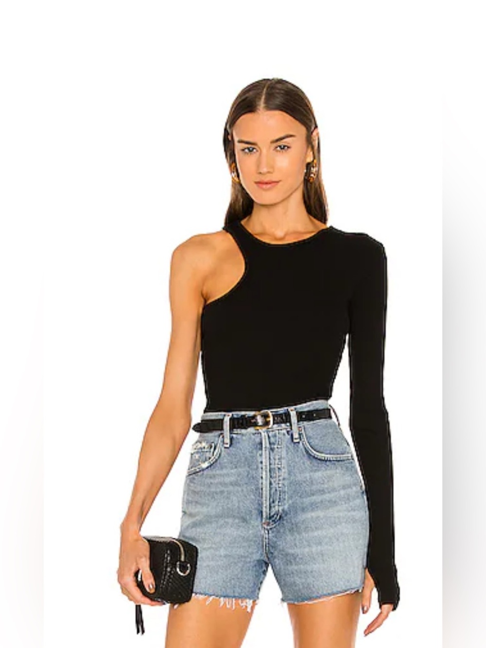 AGOLDE Bea Cutaway Bodysuit in Black